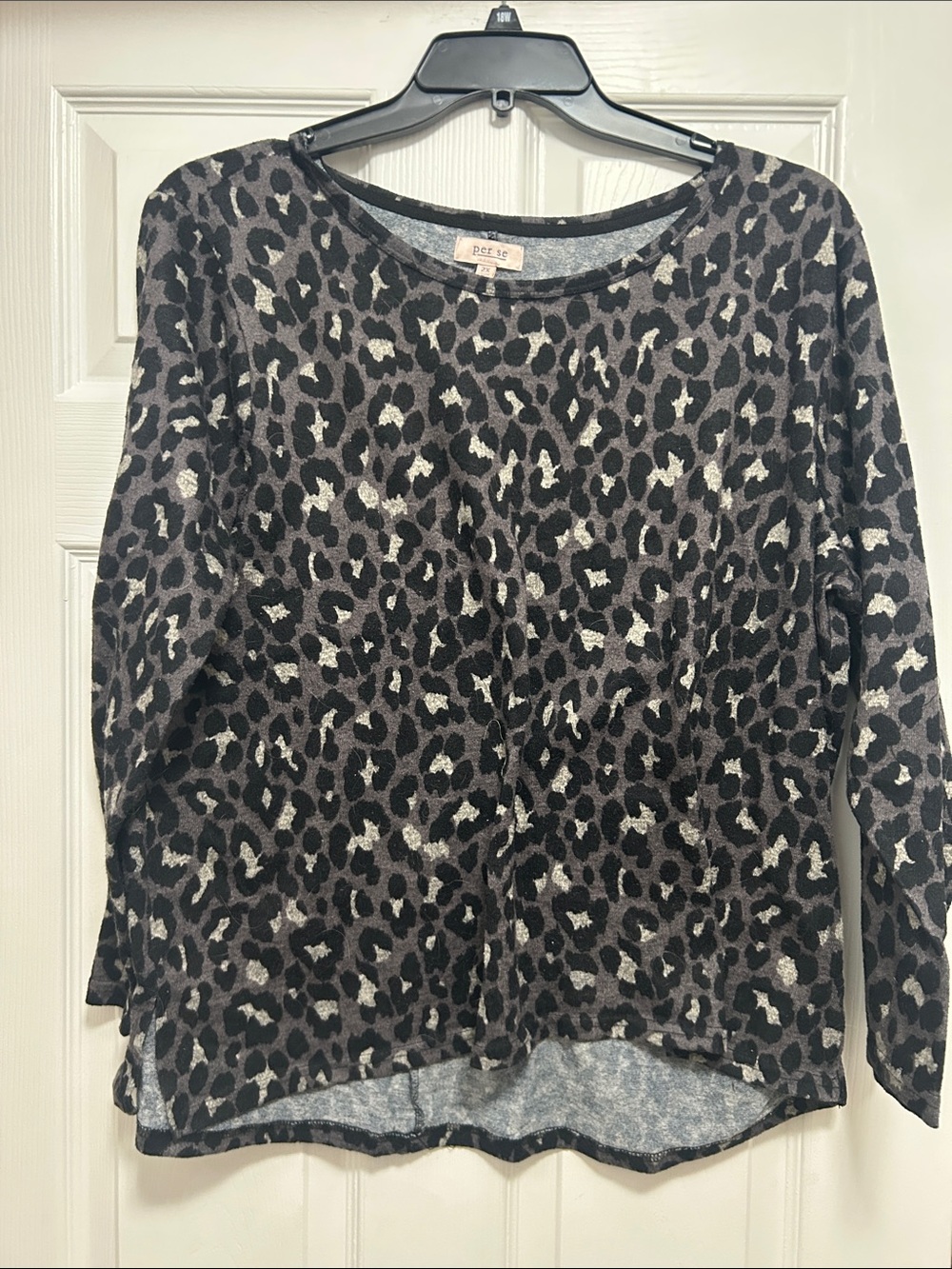 Apt. 9 Black and Gray Leopard Crewneck Sweater